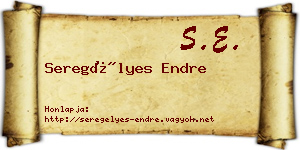 Seregélyes Endre névjegykártya